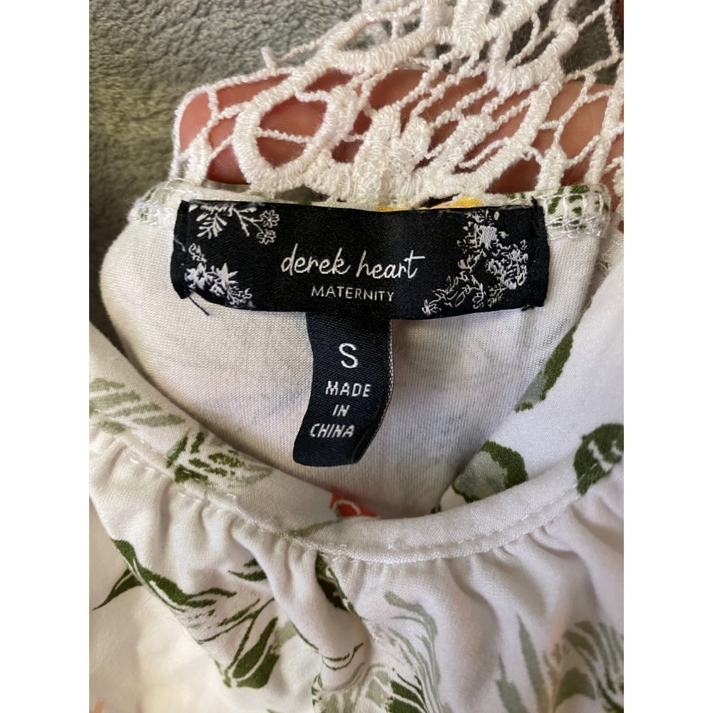 Derek Heart Maternity Maxi Dress S White Floral Crochet Back - Picture 5 of 5
